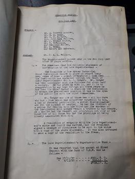 Minutes of the Sydney Industrial Blind Committee meeting 1937