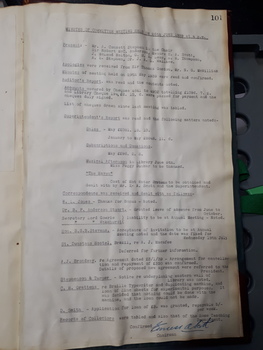 Minutes of the Sydney Industrial Blind Committee meeting 1937