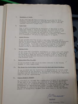 Minutes of Committee meeting held January 20th, 1958