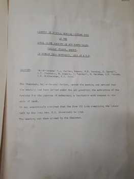 Minutes of Special General Meeting held September 3rd, 1963