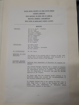 Minutes of Council meeting held June 26th, 1989