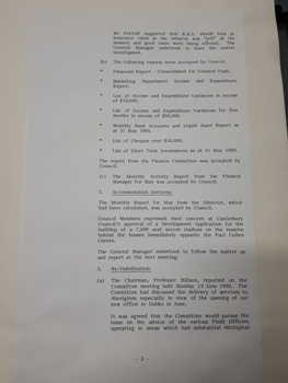 Minutes of Council meeting held June 26th, 1989