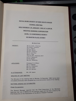 Minutes of Council meeting held January 25th, 1993