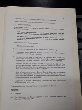 Minutes of Council meeting held February 22nd, 1993