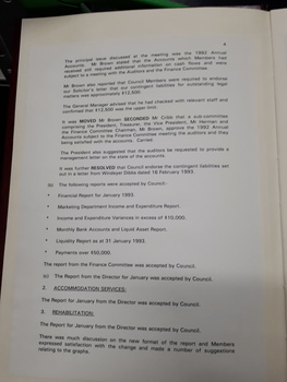 Minutes of Council meeting held February 22nd, 1993