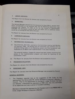 Minutes of Council meeting held February 22nd, 1993