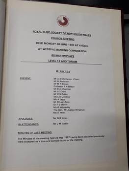 Minutes of Council meeting held June 30th, 1997