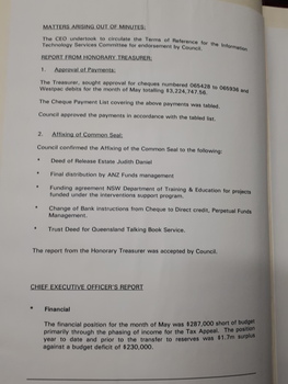 Minutes of Council meeting held June 30th, 1997