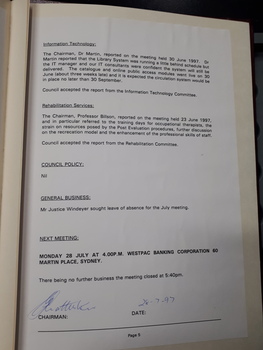 Minutes of Council meeting held June 30th, 1997