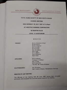 Minutes from Council meeting July 28th, 1997