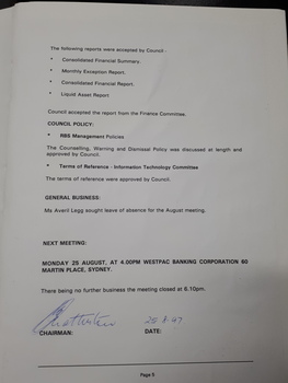 Minutes from Council meeting July 28th, 1997