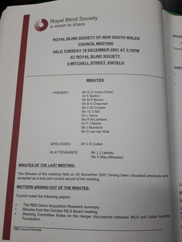 Minutes from Council meeting December 18th, 2001