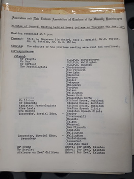 Meeting minutes of the Australian and New Zealand Association of Teachers of the Blind (later Visually Handicapped)