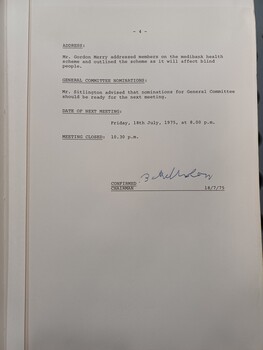 Meeting minutes from 20 June 1975