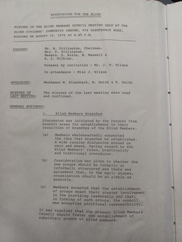 Meeting minutes from 10 August 1976