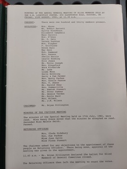 Meeting minutes from 21 August 1981