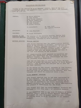 Meeting minutes from 24 February 1986