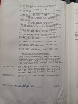 Meeting minutes from 24 February 1986