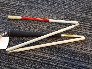 Cane folded into four segments on carpet