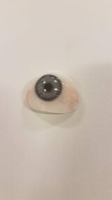 White eyeball with pink veins with painted iris