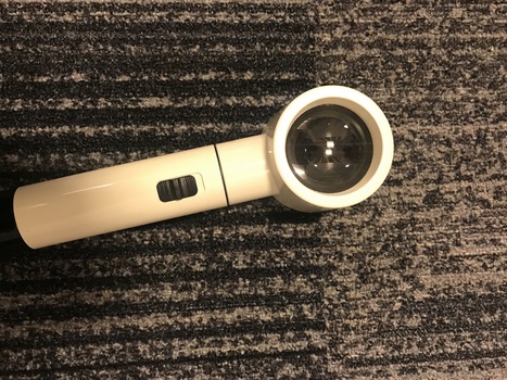Cream handle and frame with round glass