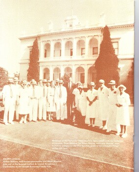 Victorian Blind Bowlers Association with Victorian Governor outside Government House
