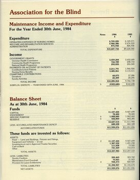 Income and Expenditure sheet and Balance sheet