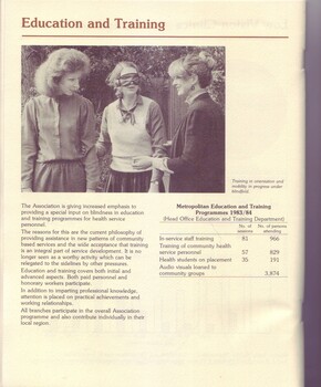 Three women during an orientation and mobility training session