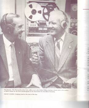 Victorian Premier John Cain talks with Arthur Wilkins in the 3RPH studio
