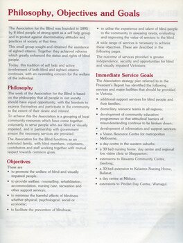 Philosophy objectives and goals of the Association for the Blind