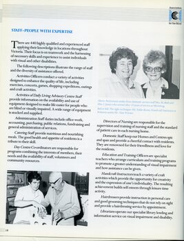 Mrs M. Bath and Mrs I. James at their retirement from Mirridong.  Eddie Burns assists Alan Warner with woodworking.
