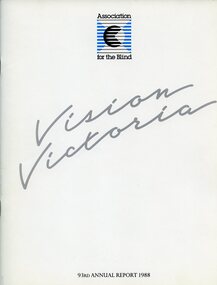 "Vision Victoria" in silver writing with AFB stylised logo centered at top of page