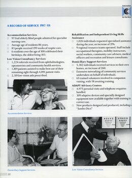 Staff and volunteers with individuals requiring accommodation, support and low vision services.