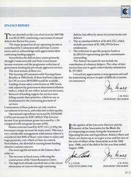 Finance report signed by John Wall and John Cook.