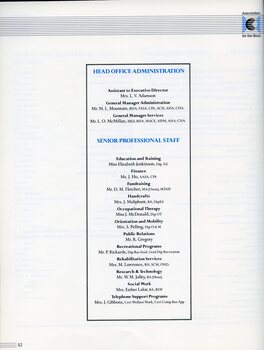Head office adminstration and senior professional staff