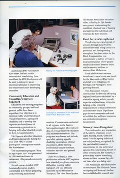 A woman assists another with a magnifier.  Audiological assessment of an elderly woman by a man.