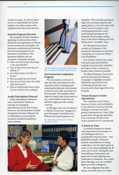 Tactile indicators in Kooyong stairwell.  Unknown staff member and Bernadette Hodgkinson in the library at Kooyong.