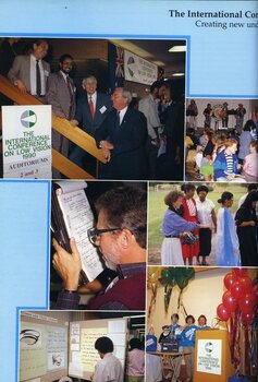 Various images of members, staff and guests at  the International Conference on Low Vision.