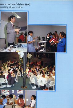 Various images of members, staff and guests at the International Conference on Low Vision.