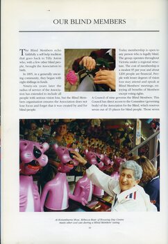 The hands of John Despax as he prunes a pink rose.  Rebecca Bear, a Kooyong Day Centre member, enjoys feeling the Pink Panther machines on the sideshow at Korumburra Show.