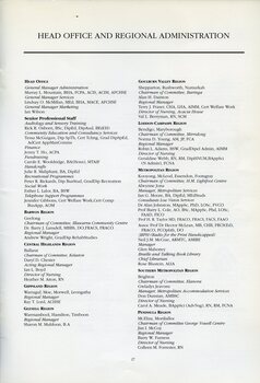 Head office and regional administration listing