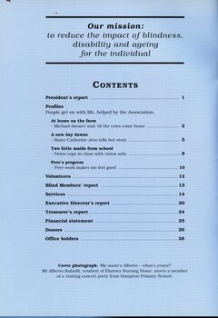 Contents page and mission statement
