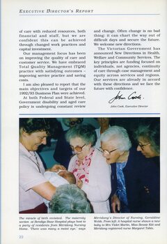 Violet Martin, Bessie Kitt and Mirridong nurse Margaret Tobin meet a recent arrival at the Bendigo Base Hospital maternity wing.