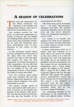 President report about the centennial celebrations