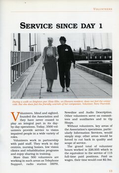 Elanora resident Elsie Ellis walks along Brighton Pier accompanied by volunteer Nora Thornhill.