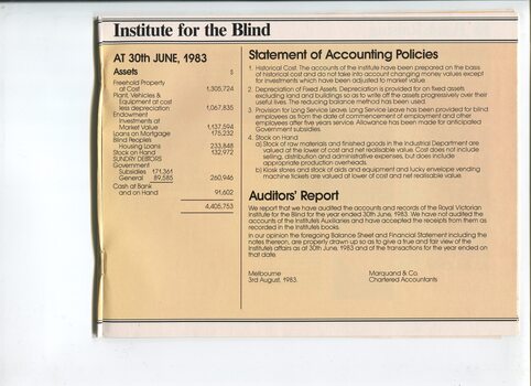 Notes to the Financial Statement and Auditor's report