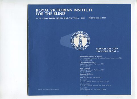 Listing of head office, regional centres, nursery and school, occupational centre and hostel