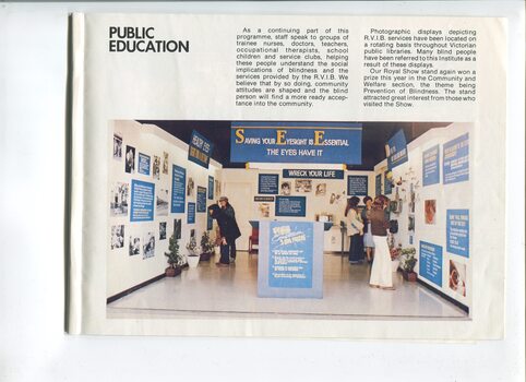 Overview of public education and stand at Royal Melbourne show