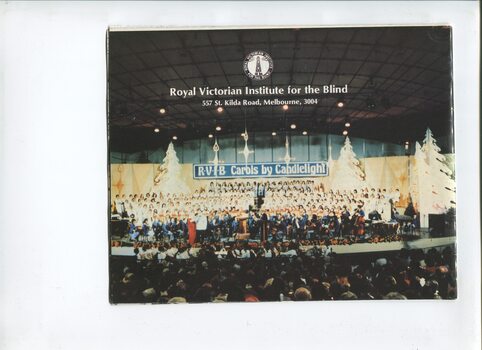 View of stage from the crowd during the 1977 Carols by Candlelight performance