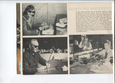 Overview of employment services and images of people on assembly lines and working as a receptionist
